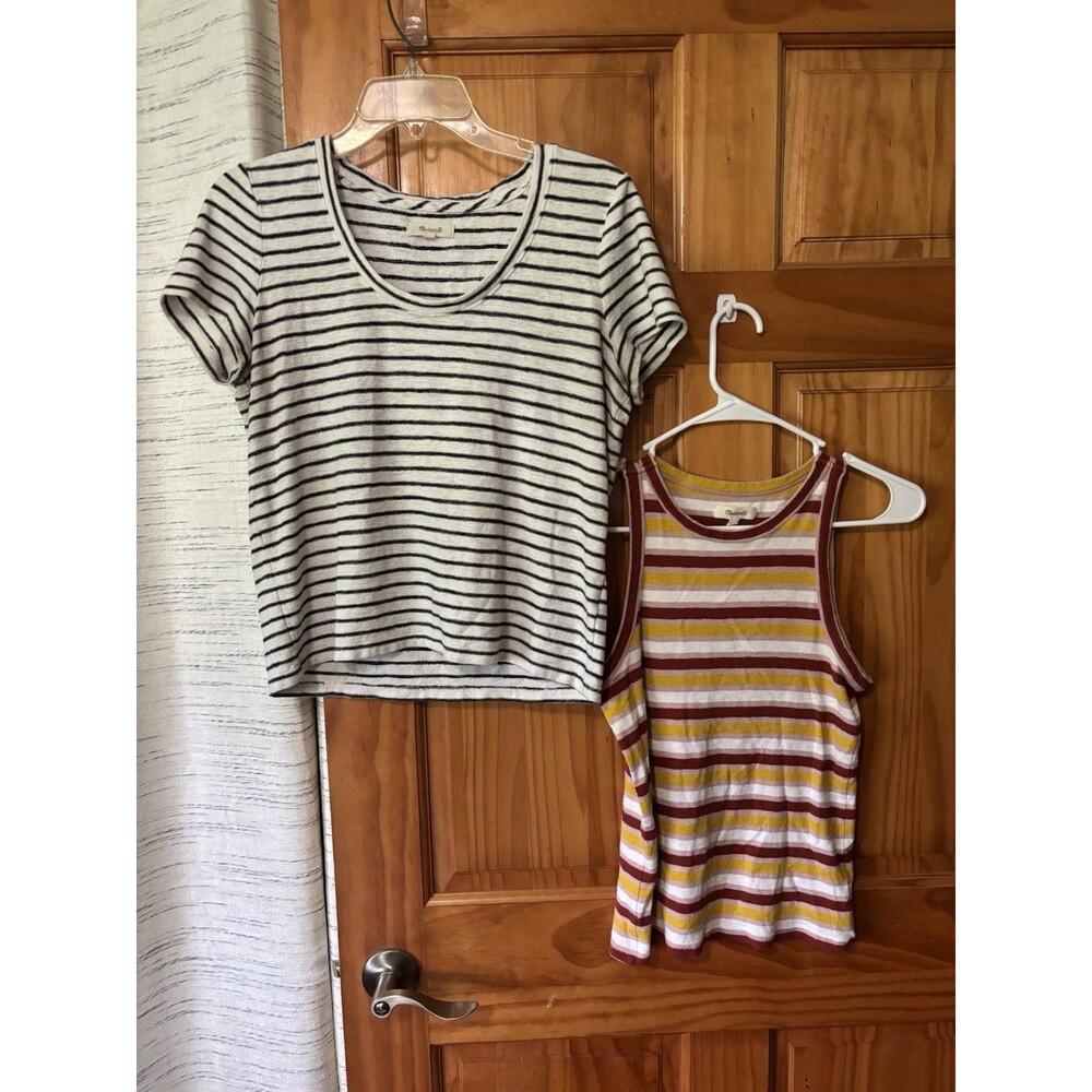 Lot Of 2 Madewell Basic Striped Tank/Short Sleeve Shirts Women’s Size Small